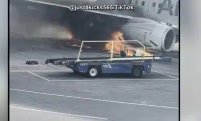 Video shows smoke, flames as American Airlines plane catches fire at Denver airport | NBC4