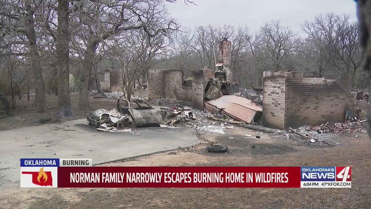 Norman family narrowly escapes burning home in wildfires