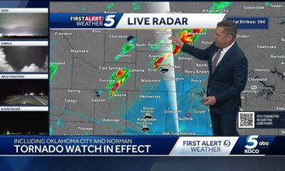 Tornado watch, severe thunderstorm warnings issued for Oklahoma