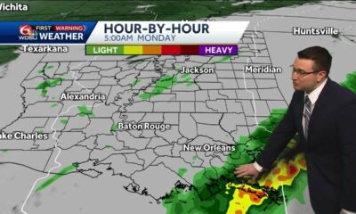 Showers may linger into Monday morning