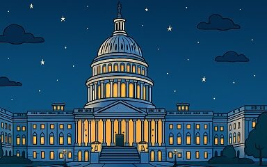 Cartoon depiction of US Capitol building
