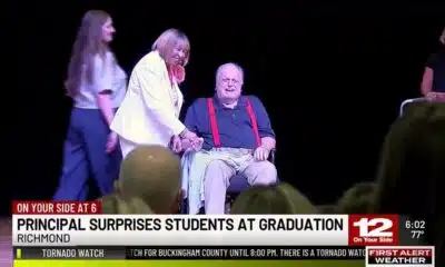 Principal Greg Musik surprises students at Mary Munford graduation
