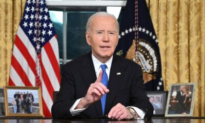President Joe Biden delivers his farewell address to the nation from the Oval Office of the White House on Jan. 15, 2025, in Washington, D.C. (Photo by Mandel Ngan - Pool/Getty Images)