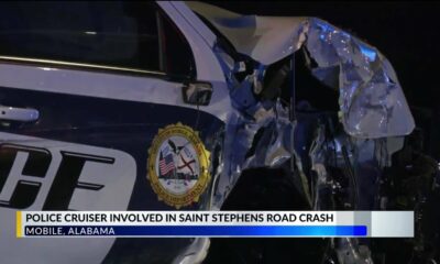 Mobile Police Cruiser crashes on Saint Stephens Road