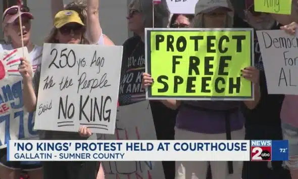'No Kings' protest held at courthouse in Gallatin