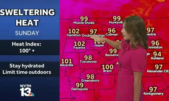 A strong heat ridge will send temperatures soaring next week, with fewer storms in Alabama's 7-da...