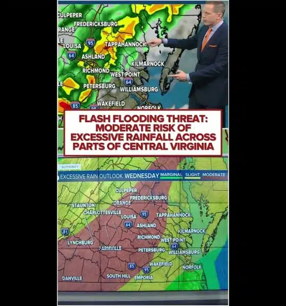 Flash Flooding Threat: Moderate risk of excessive rainfall across parts of Central Virginia