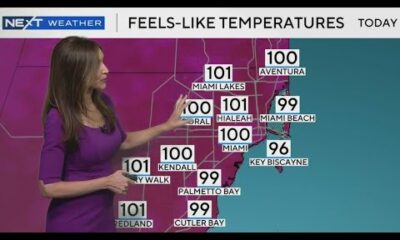 Scattered morning showers across South Florida, triple digit "feels like" temps in the afternoon