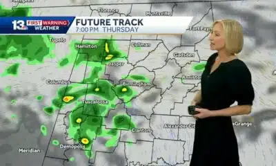 Showers move into Central Alabama Thursday with occasional showers through the Labor Day weekend